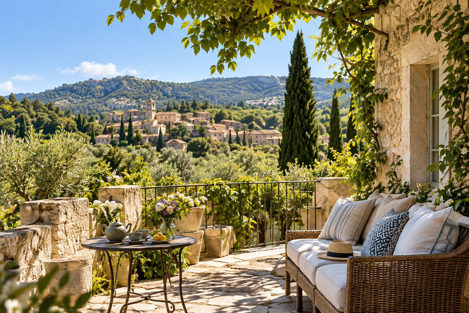Terrasse provençale — illustration de voyage